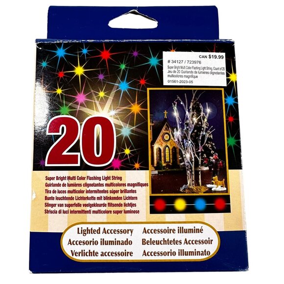 Lemax Village Lights Battery 20 Super Bright Multi Color Flashing Light String - Picture 1 of 14